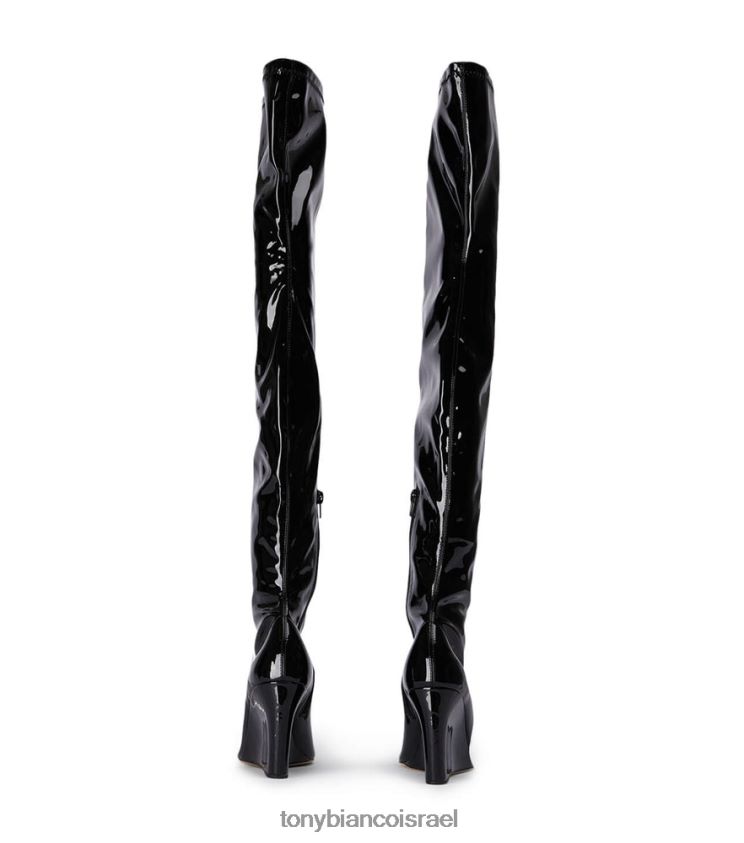 מגפיים בגובה הברך | נשים פטנט מתיחה שחור Tony Bianco מגפיים ארוכים של דוג\ה 8BNR8T571